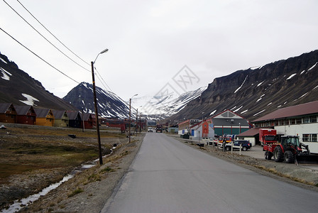 巴公房子Spitsbergen Svalbard Norwaw等地的街道房屋背景