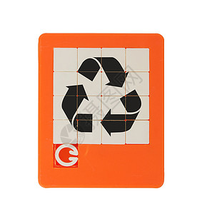 旧谜题幻灯片游戏思维回收盒子立方体闲暇橙子木板学习白色口袋背景图片
