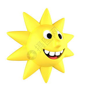 黄太阳微笑插图牙齿舌头眼睛黄色太阳白色快乐背景图片