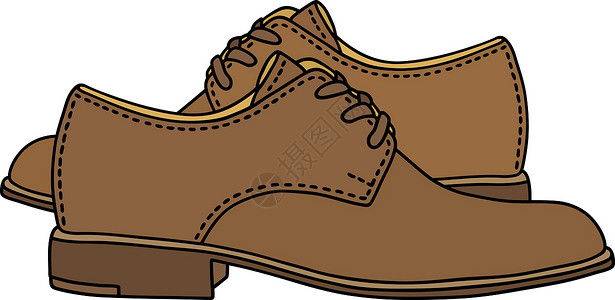 棕色皮鞋男士棕色男子鞋黑色男士皮革灰色绅士卡通片衣服插画