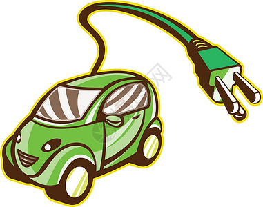 插电式混合动力车Plug-混合式电动车辆插画