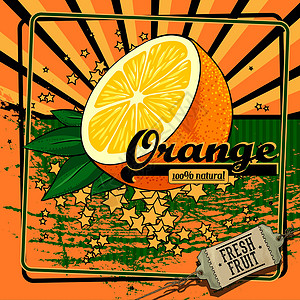 水果标签红色广告牌艺术横幅丝带标语绘画插图草图橙子背景图片