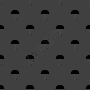 伞状网络图标 平面设计 无缝灰色模式下雨气象黑色背景图片