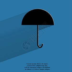 保护伞 用长的阴影和空格平坦的现代网络按钮气象下雨黑色背景图片