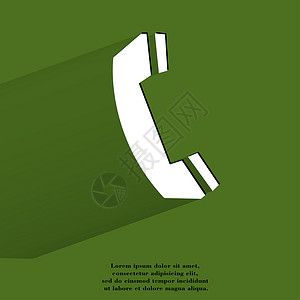 电话 使用长阴影和文字空间平整的现代网络按钮作品音乐插图创造力背景图片