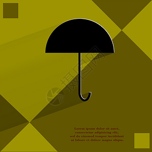 伞状 在平面几何抽象背景上的平坦现代网络按钮黑色下雨气象背景图片