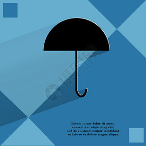 伞状 在平面几何抽象背景上的平坦现代网络按钮气象黑色下雨背景图片