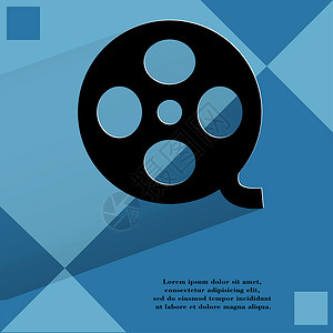 电影图标 以几何抽象背景为单位的现代设计黑色插图视频摄影磁带卷轴扩音器屏幕相机运动背景图片
