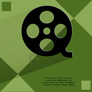 电影图标 以几何抽象背景为单位的现代设计按钮电视磁带插图剧院娱乐相机幻灯片运动黑色背景图片