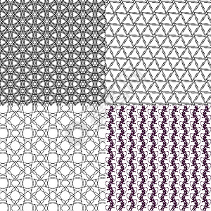 一套 4 个单色优雅图案 装饰品 可用作背景 背景正方形马赛克插图团体墙纸白色纺织品收藏技术长方形背景图片