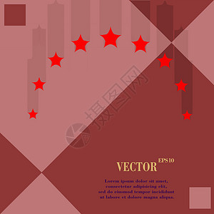 平面几何抽象背景上的恒星网络图标广告商业邮票横幅插图推介会绘画框架红色艺术背景图片