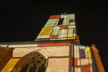 荷兰的特照明教堂 特别照明场合庆典艺术家历史出生地文化艺术蓝色节日博物馆背景图片
