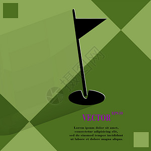 高尔夫标志 平面几何抽象背景上的平面现代网页设计旗帜网络插图阴影运动游戏爱好草地闲暇场地背景图片