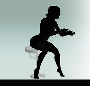 女人的休后 坐着姿势趴在桌子上草图女士插图冒充座位点燃阴影剪贴女孩手势背景图片