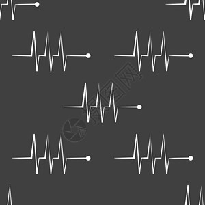 心律网络图标 平板设计 无缝灰色模式图表韵律诊所心电图测试生理心脏病学创造力作品医疗设计图片