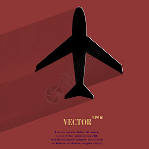 平面图 使用长阴影和空格的文本 将现代网络按钮平整起来客机航空插图天空旅行旅游飞机场乘客灰色商业背景图片