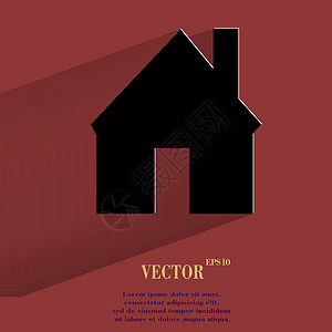 家 平坦的现代网络按钮为您的文本提供长阴影和空间房子商业手势房地产小屋住宅背景图片