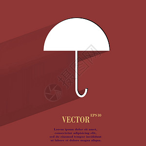 保护伞 用长的阴影和空格平坦的现代网络按钮气象黑色下雨背景图片