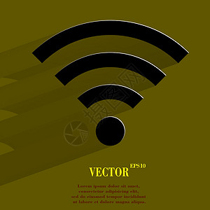 WI FI 使用长阴影和文字空间的平坦现代网络按钮作品上网商业技术电脑创造力青色网站广播插图背景图片