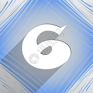 第六个图标符号 平坦的现代网络设计 有长阴影和文字空间 矢量邮票质量按钮成就徽章标签插图数字背景图片