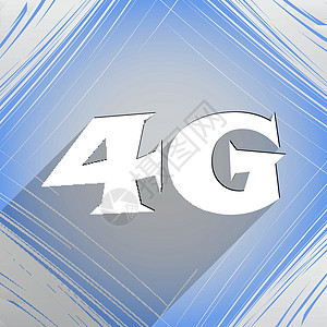 4G 图标符号 使用长阴影和文字空间的平坦现代网络设计 矢量技术插图质量邮票边界数据互联网框架标准按钮背景图片