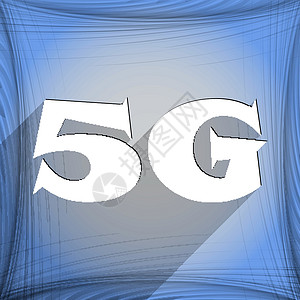 5G 图标符号 Flat 现代网络设计 有长阴影和文字空间 矢量边界标准电话邮票标签插图按钮数据质量令牌背景图片