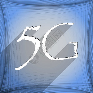 5G 图标符号 Flat 现代网络设计 有长阴影和文字空间 矢量互联网邮票数据令牌插图质量标签框架电话技术背景图片