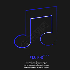音乐音符 平坦的现代网络按钮和文字空间低音作品插图高音旋律技术钥匙创造力作曲家电脑背景图片