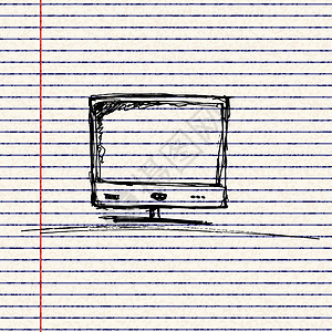 计算机监视器的拼图涂鸦展示艺术电脑卡通片插图绘画黑色屏幕电视背景图片