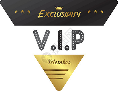 VIP贵宾室vip会员徽章特权星星标签卡片奢华舞蹈证书框架贵宾组分插画