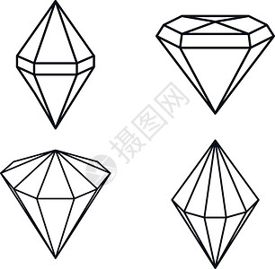 钻石宝石珠宝石头奢华水晶插图圆圈收藏白色背景图片