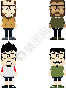 卡通人物头像图片男性化身徽章个性男人文化插图用户胡子发型背景图片