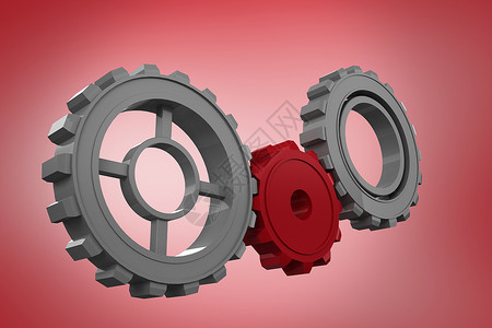 齿轮和轮轮复合图像机器红色计算机机械绘图插图车轮背景图片