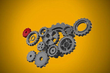 齿轮和轮轮复合图像机械绘图计算机黄色插图机器车轮背景图片