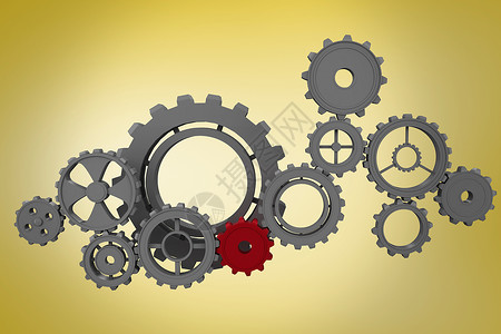 齿轮和轮轮复合图像车轮计算机机器黄色机械绘图插图背景图片