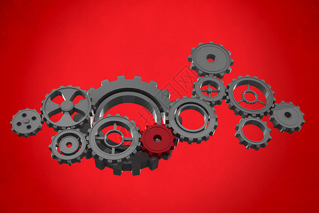 齿轮和轮轮复合图像绘图机械车轮计算机红空机器背景图片
