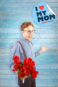 我爸是超人怪怪的时装超人综合图像 握着一束玫瑰食物快乐蓝色计算机地板眼镜格纹男性衬衫微笑背景