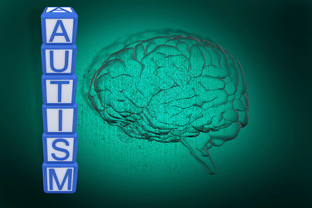 自闭症构建构件的复合图像综合症蓝色宣传白色计算机插图智力状况绘图积木背景图片