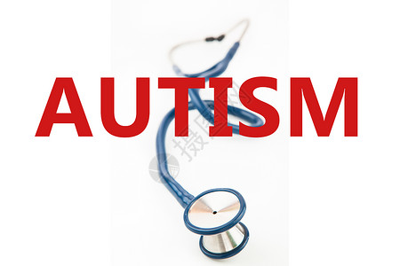 自闭症综合图象医疗护士工作从业者红色职业服务白色一个字蓝色背景图片