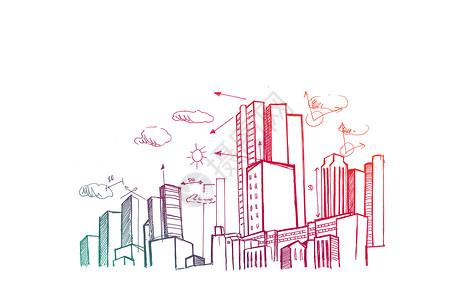 城市规划建筑城市手绘建筑学景观建筑师摩天大楼箭头背景图片