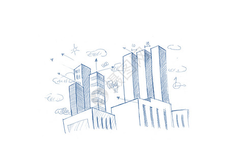 城市规划建筑建筑师摩天大楼建筑学手绘景观箭头城市背景图片
