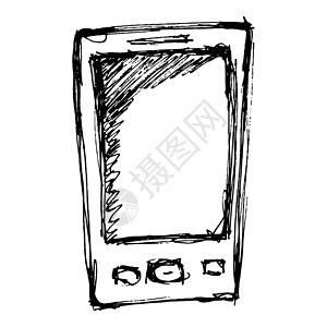 移动电话粗略草图细胞展示电子涂鸦电脑插图技术屏幕绘画手机背景图片
