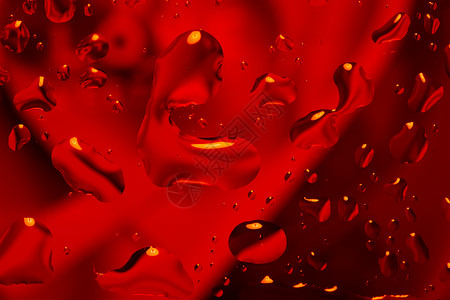 红色抽象背景与水滴液体珠子宏观气泡雨滴艺术飞沫玻璃背景图片