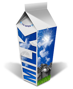 天空盒新鲜牛奶饮料盒背景