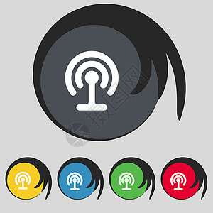 Wifi 图标符号 五色按钮上的符号 矢量背景图片