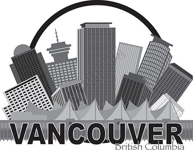 温哥华城市加拿大温哥华 BC 加拿大天线圆灰度说明插画