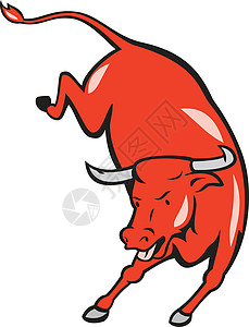 德克萨斯州长角红牛跳跃卡通背景图片