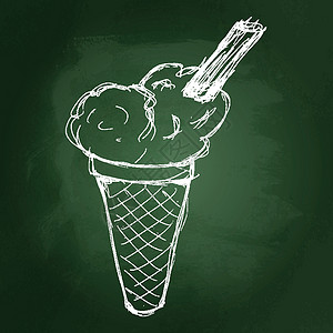 两支奶油冰棒冰棒插图巧克力框架团体墨水铅笔丝带贴纸时间奶油卡通片设计图片