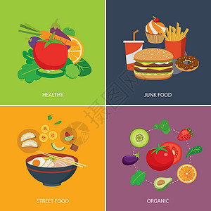 水果酱一套食品平板设计概念街道饮食蔬菜旅行厨房美食市场餐厅插图沙拉设计图片