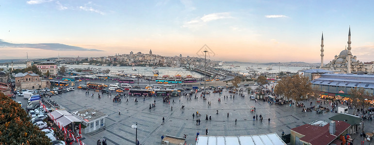 尤吉尼伊斯坦布尔  2014年9月21日 日落时在Sultanahmet的旅游者旅游历史建筑建筑学火鸡天际城市加拉塔旅行吸引力背景